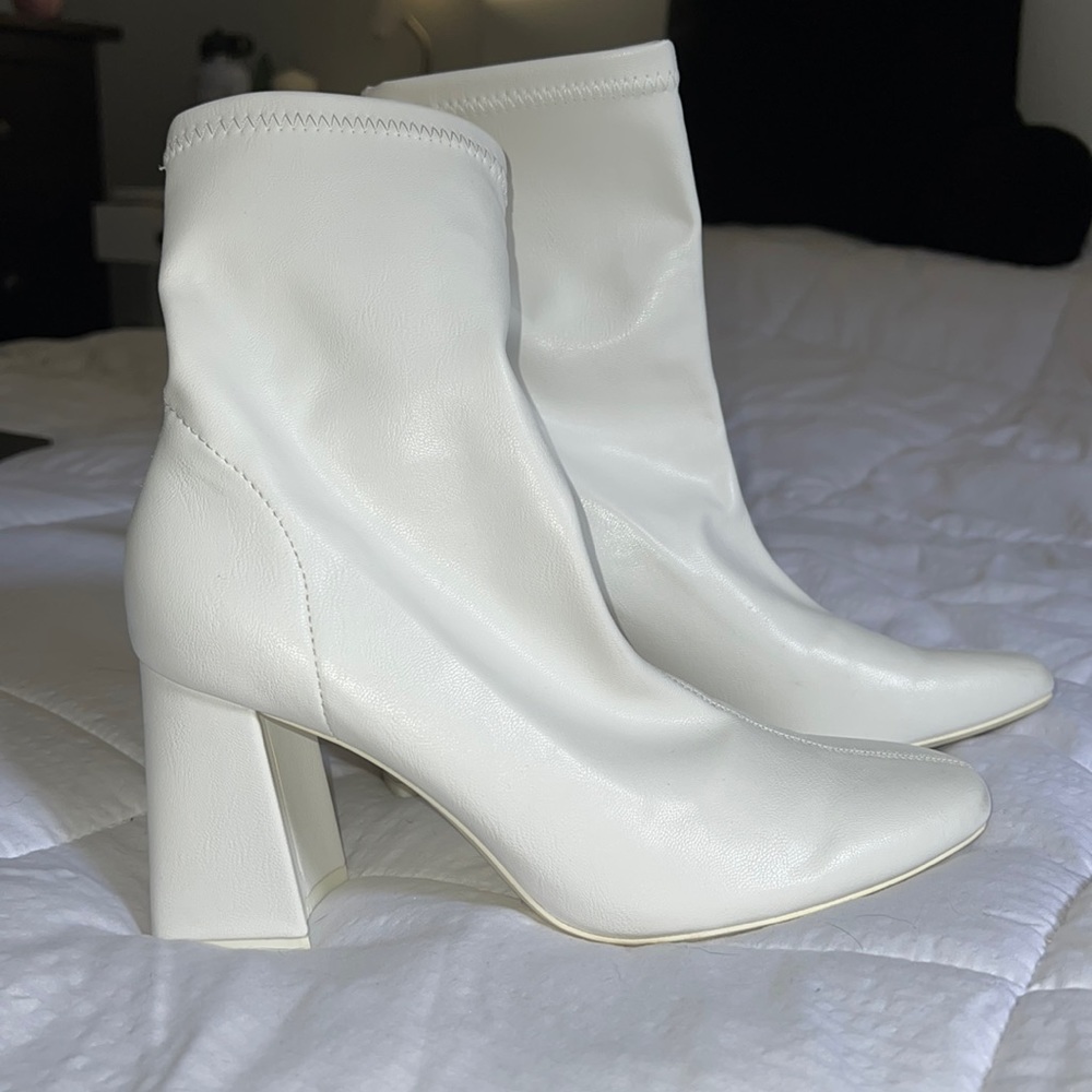 White pleather boots